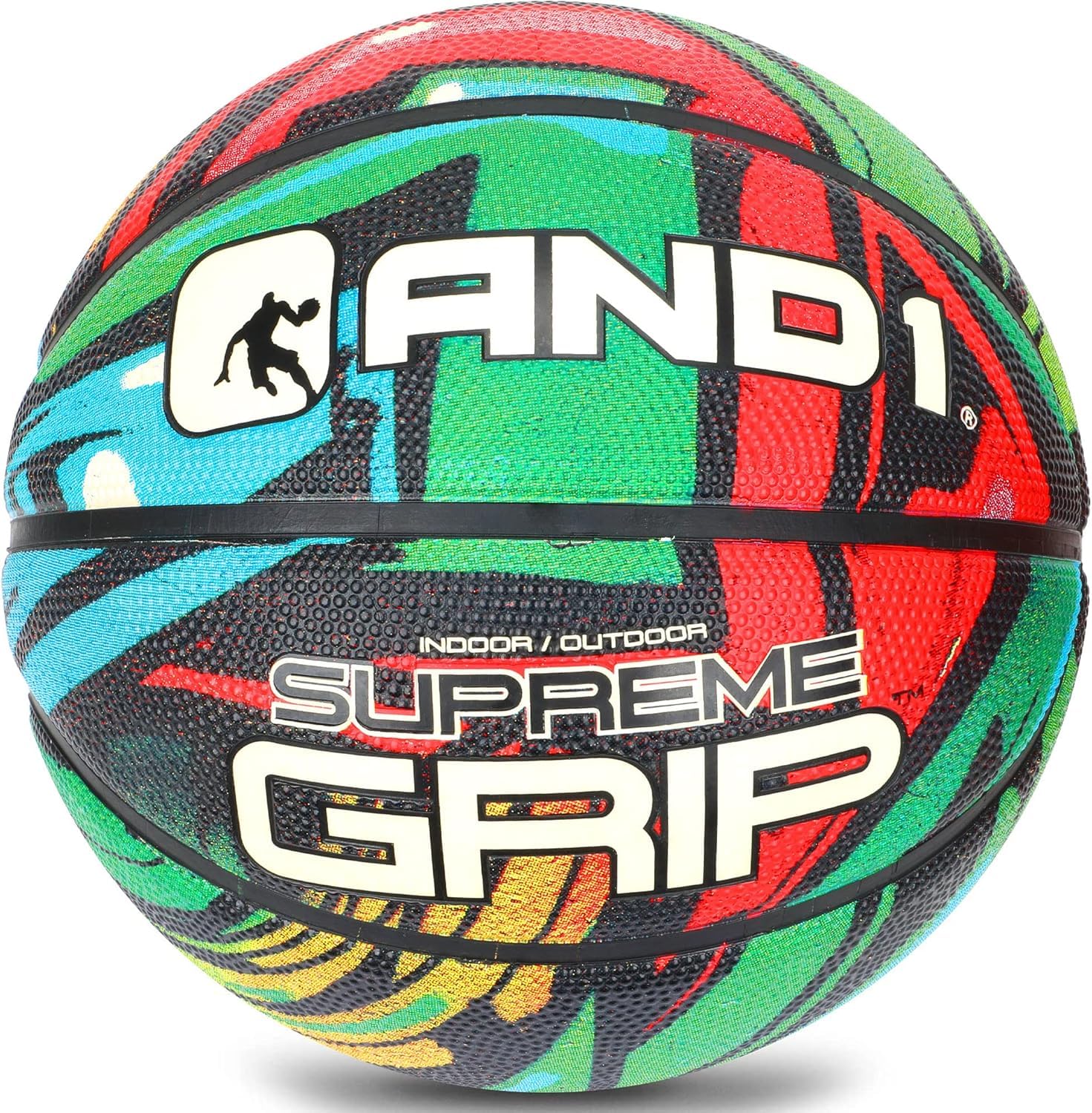 AND1 Supreme Grip Rubber Basketball - Official Size 7 (29.5